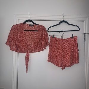 Lulus Two Piece Tie Front Matching Set